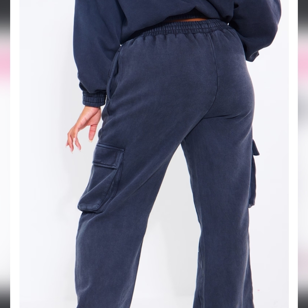 Prettylittlething cargo sweatpants 16sz black nwt - Picture 2 of 5